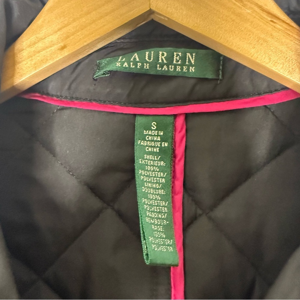 Lauren Ralph Lauren Quilted Coat Black Women’s Small Button Front Jacket - Picture 3 of 4